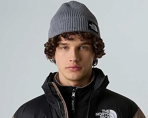 THE NORTH FACE Logo Box Cuffed Beanie, Medium Gy HTH, One Size
