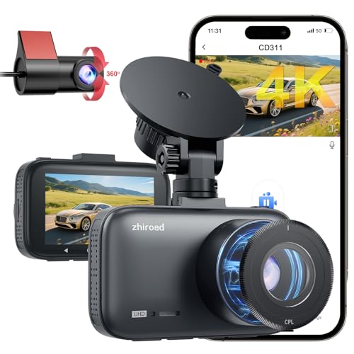 4K Dual Dash Cam with CPL Filter,Dash Cam Front and Rear,5G WiFi, APP Control, Free 64GB Card,3" IPS Screen, Super Night Vision, 24H Parking Mode, G-Sensor, WDR, Loop Recording,Time Lapse Mode