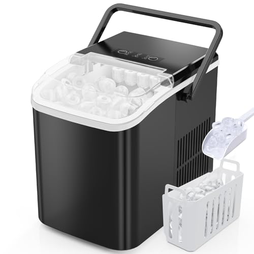 Sweetcrispy Quiet Countertop Ice Maker, Black