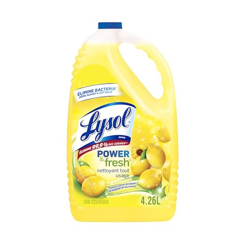Lysol Power & Fresh Multi-Surface Cleaner, Pourable Disinfecting All-Purpose Cleaner for Floor & Hard Surfaces, Cuts Grease & Grime, Lemon & Sunflower Scent, 4.26 L (Pack of 2)