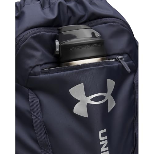 Under Armour Unisex Hustle Sackpack, (410) Midnight Navy / Midnight Navy / Metallic Silver, One Size Fits Most