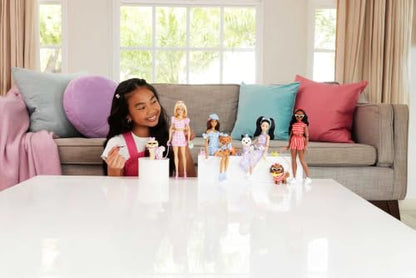 Barbie Twinning Looks Doll and Pet Dog in Matching Outfit and Accessories
