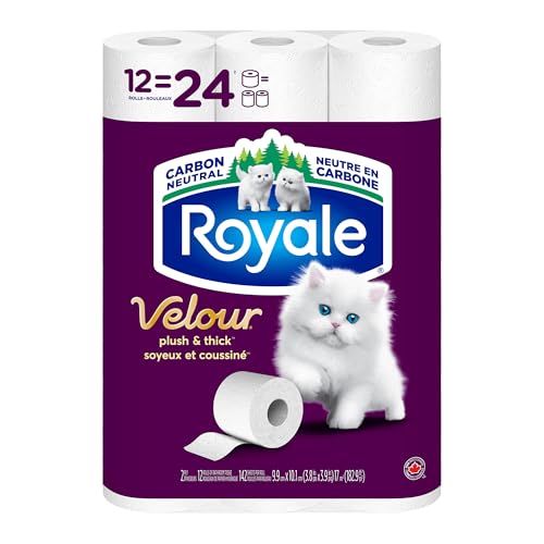 Royale Velour Toilet Paper, 12 Equal 24 Rolls, 142 Bathroom Tissues per roll