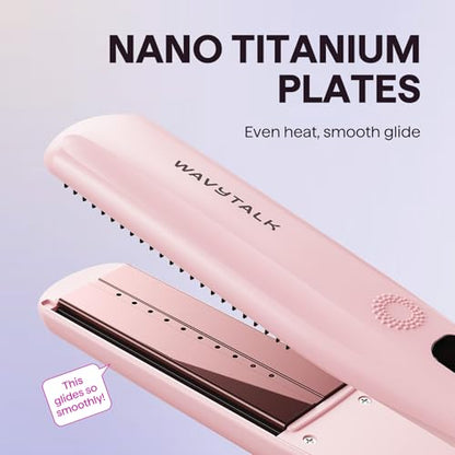 Wavytalk Steam Hair Straightener, Steam Sesh Flat Iron with Detachable Comb