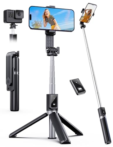 ANXRE Extendable Selfie Stick with Wireless Remote | Compact Portable for Travel, 41.7" Selfie Stick Compatible with iPhone Samsung Android Smartphones