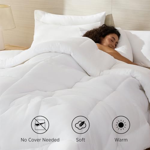 Bedsure Thick Queen Comforter Duvet Insert, Quilt White, 88x88