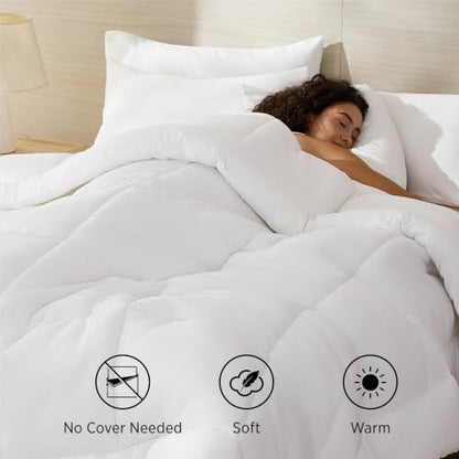 Bedsure Thick Queen Comforter Duvet Insert, Quilt White, 88x88