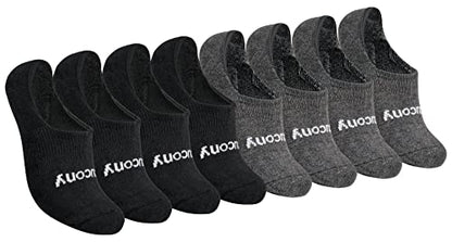 Saucony Women's No Show Cushioned Invisible Liner Socks (8 & 16 Pairs), Black/Charcoal (8 Pairs), Medium