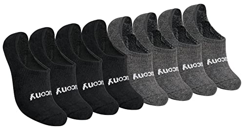 Saucony Women's No Show Cushioned Invisible Liner Socks (8 & 16 Pairs), Black/Charcoal (8 Pairs), Medium