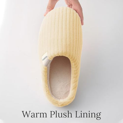 HUXMEYSON Slippers for Women, Warm Memory Foam Comfy House Slippers with Anti-Skid Rubber Sole for Indoor and Outdoor