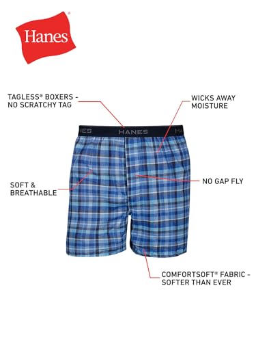 Hanes Men's 4 Pack FreshIQ Cotton Woven Boxer, Assorted, Small