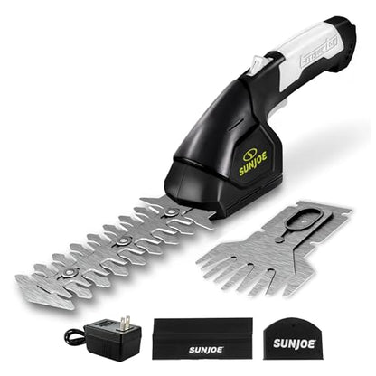 Sun Joe 2-in-1 Cordless 7.2V Handheld Grass Shear & Hedge Trimmer, HJ604C | 4" Grass Shear and 6" Hedge Trimmer Blades, Battery-Powered Operation, Safety Switch, and Blade Cover for Yard Care