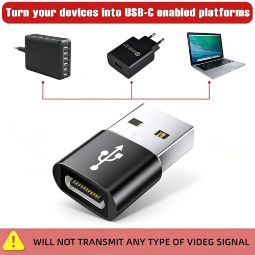 USB to USB-C Adapter, 10Gbps, 6-Pack,Black