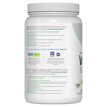 Garden of Life Sport Certified Grass Fed Whey, Vanilla, 640g