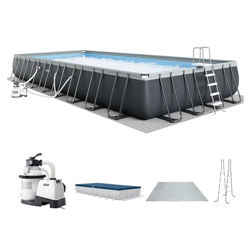 INTEX 26373EH Ultra XTR Deluxe Rectangular Above Ground Swimming Pool Set: 32ft x 16ft x 52in – Includes 2800 GPH Sand Filter Pump – SuperTough Puncture Resistant – Rust Resistant – Easy to Assemble