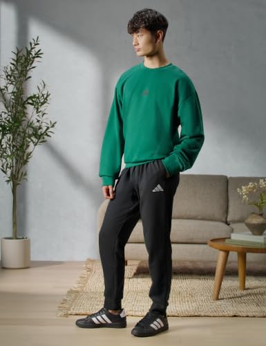 Adidas Mens Essentials Feel Cozy Fleece Sportswear Pants,Black/White,Medium