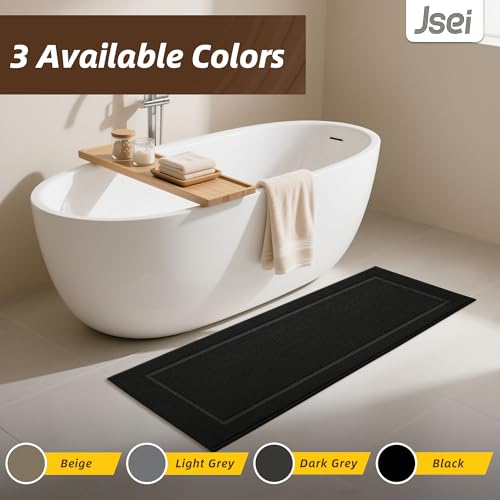 JSEI Non-Slip Bathroom Rugs, 2PCS Non-Slip, 24"x36"+24"x60", Black