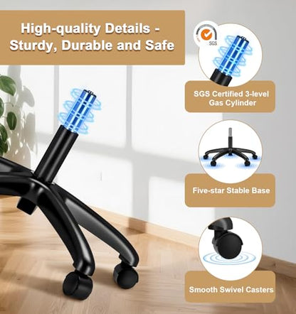 Office Chair, SPRDENG Ergonomic Office Chair with Two-Way Adjustable Lumbar Support & Headrest, High Back S-Shaped Computer Chair with Flip-up Padded Armrests, Swivel Task Chair for Home Office