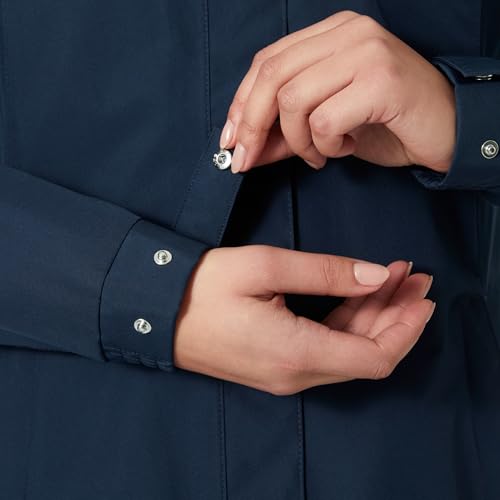 Helly Hansen Women's Aden Waterproof Windproof Breathable Long Length Packable Hood Rain Coat Jacket, 597 Navy, Large