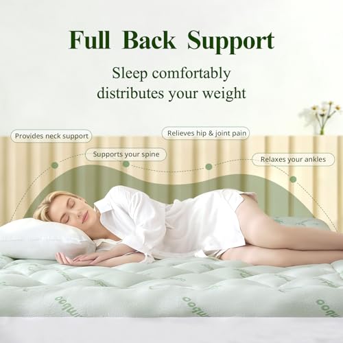 KRIMANO King Mattress Topper, Viscose from Bamboo Thick Pillow Top Pad