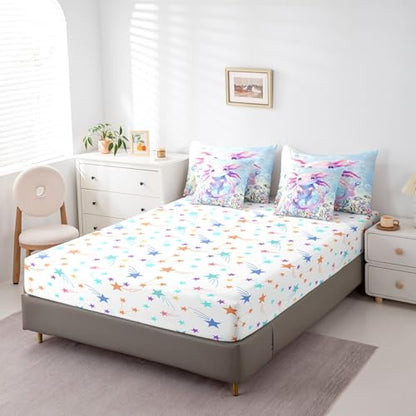 Feelyou Boys Girls Cute Axolotl Comforter Set with Sheets Twin Size, Ocean Sealife 7 Pieces Bedding Sets Kids Kawaii Bed in A Bag Cartoon Salamander Bed Set