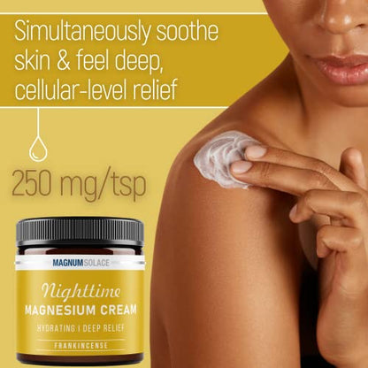 Magnesium Cream – Nighttime Magnesium Lotion – Apply to Legs, Buttocks, Arms or Chest – Topical Magnesium Chloride – USA Made and Safe for Kids