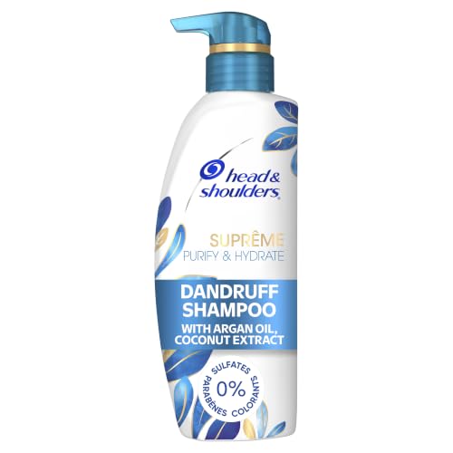 Head & Shoulders Clarifying Shampoo for buildup, Supreme Anti Dandruff, Scalp Detox, Hydrates, Deep Moisturization, Sulfate Free, with Argan Oil and Coconut Extract, 350 mL