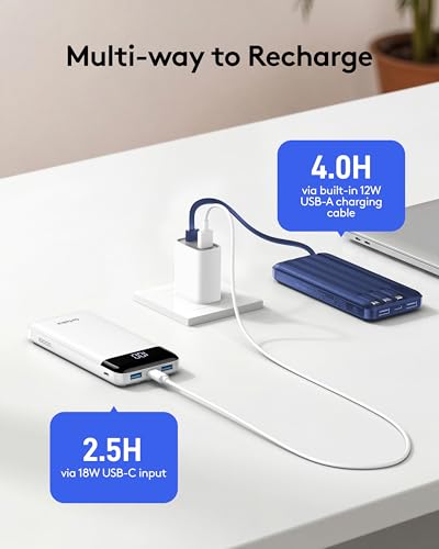 Orfeika Fast Charging Portable Charger Power Bank with 4 Built-in Cables