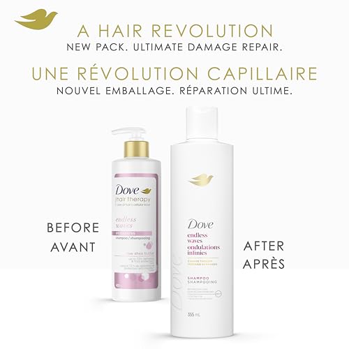 Dove Endless Waves Damage Therapy Shampoo & Conditioner, 355 mL, 4 Pack | For textured strands, this duo enhances natural movement and shine without weighing hair down