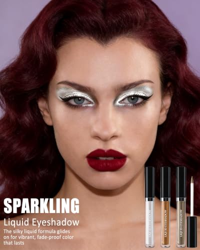 Shimmer Eyeshadow Set, Metallic Holographic Liquid Eye Shadow for Women