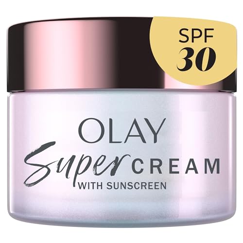 Olay Super Cream with Sunscreen SPF 30, Ultra Lightweight Face Moisturizer with Vitamin C, Hyaluronic Acid, Niacinamide, Vitamin E, and Collagen Peptide, 15 mL