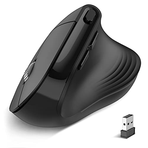 Wireless Vertical Mouse, PINKCAT 2.4G Silent Advanced Ergonomic Mouse with USB Receiver, 3 Adjustable DPI Optical Wireless Ergo Mouse for Laptop, PC, Notebook, Deskbtop, MacBook, Surface - (Black)