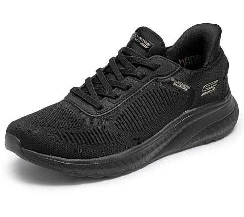 Skechers Women's Hands Free Slip-ins Bobs Squad Chaos-Current Muse Sneaker, Black/Black, 9