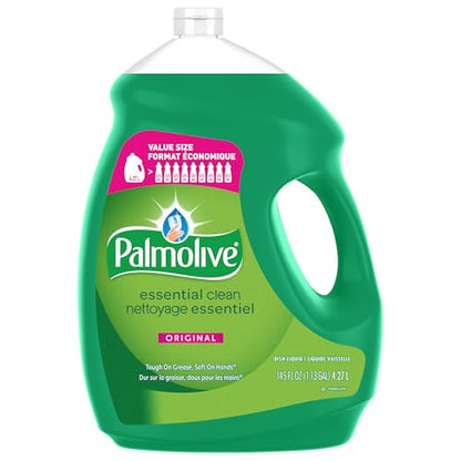 Palmolive Essential Clean Dish Soap, Original Scent 4.27 L - Biodegradable, Phosphate & Paraben Free Liquid Dish Soap - Removes Grease & Grimes from Dishes