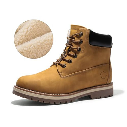 Bruno Marc Men's Winter Boots Snow Boots,Yellow-Fur,8 | Warmth,Cushioning,Confident Traction,Comfort,Ankle Boots,Winter,Fall,Outdoor,Casuals