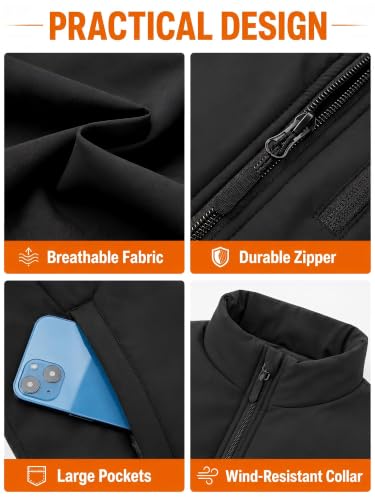 Heated Vest for Men, 11 Heating Zones, USB Powered, Battery Not Included