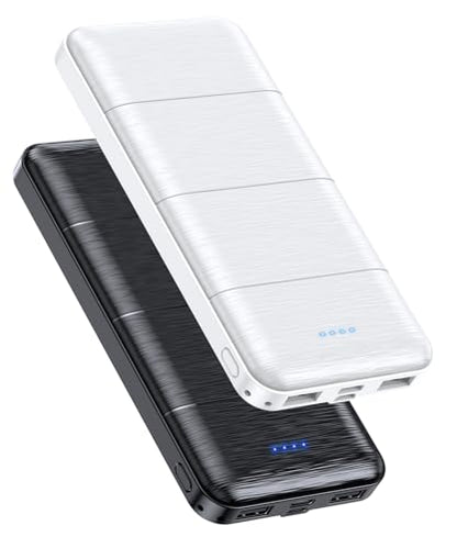 Portable-Charger-Power-Bank - 2 Pack 15000mAh Dual USB Power Bank Output 5V3.1A Fast Charger Portable Charger Compatible with Smartphones and All USB Devices (Deep Black and White)