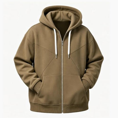 Mens Hoodies Fleece Lined Full Zip Jackets Fall Winter Sweatshirt Khaki