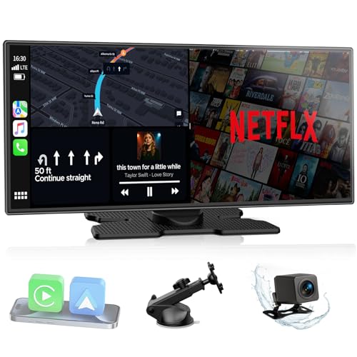 LAMTTO 11'' Carplay Screen for Car with YouTube TikTok and Backup Camera | Built-in Entertainment Video, Upgraded Wireless Car Play and Android Auto Navigation, Voice Assistant for iOS 10+ Android 11+