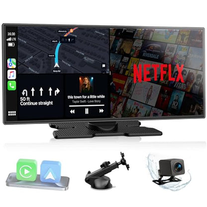 LAMTTO 11'' Carplay Screen for Car with YouTube TikTok and Backup Camera | Built-in Entertainment Video, Upgraded Wireless Car Play and Android Auto Navigation, Voice Assistant for iOS 10+ Android 11+