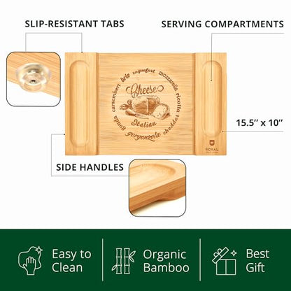 Charcuterie Board - Bamboo Charcuterie Boards - Unique Cheese Board & Serving Tray for Meat, Cheese & Crackers, Housewarming Wedding Gift for Couples