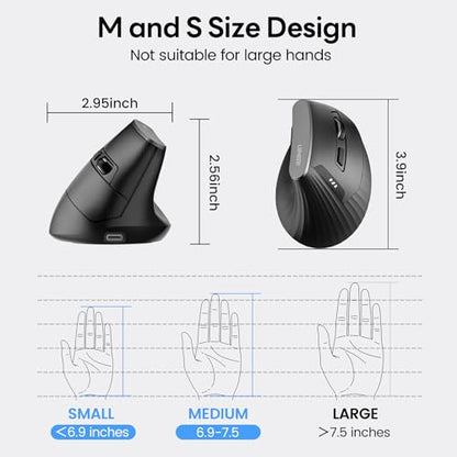 Uineer Ergonomic Bluetooth Mouse, 3-Mode Vertical Wireless Mouse