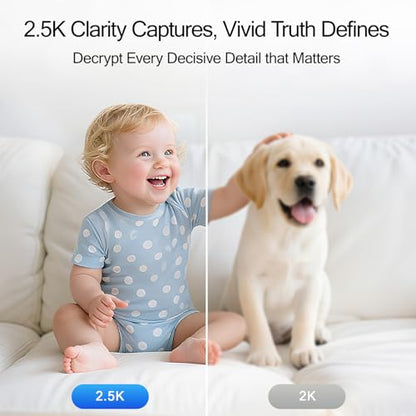 CINMOORE 2.5K Pet Camera, Indoor Security Cam, Free AI Pet/Person/Cry Detection, Dog/Cat/Baby Monitor Pan Tilt 2.4GHz WiFi, Night Vision, Full Duplex Audio Caméra Surveillance Intérieur