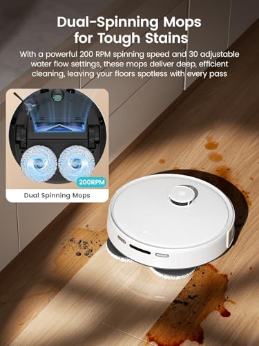 Lefant M3 Robot Vacuum and Mop,12000Pa Suction Smart Obstacle Avoidance,Zero-Tangling,Self-Washing & Drying, Self-Emptying,Dual Spinning Mop for Pet Hair Dust