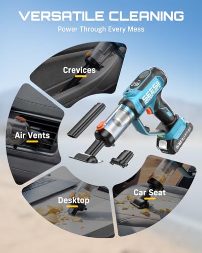 SEESII 2-in-1 Tire Inflator & Car Vacuum with 2×2000mAh Batteries