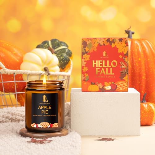 DL DREAMY DEWLA Fall Candle, Apple Pie Scented for Home, 7oz Soy Wax