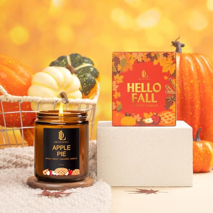 DL DREAMY DEWLA Fall Candle, Apple Pie Scented for Home, 7oz Soy Wax