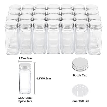Vtopmart 4-Tier Spice Rack Organizer with 28 Pcs Spice Jars, Black