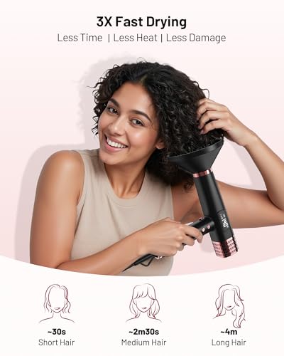 MESCOMB Dual Voltage Ionic Hair Dryer - 1875W Blow Dryer with Diffuser for Fast Drying, No Heat Damage, No Frizz, Low Noise | Lightweight | Compact, Travel Hair Dryer for Women & Men(100-240V)
