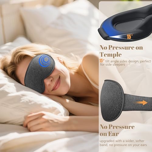 Vynix 100% Blackout Sleep Mask for Men Women - Eye Mask for Sleeping 3D Contoured - Soft Comfortable Sleeping Mask for Travel - Adjustable Eyemask Black Out Night Masks for Nap Meditation - Grey